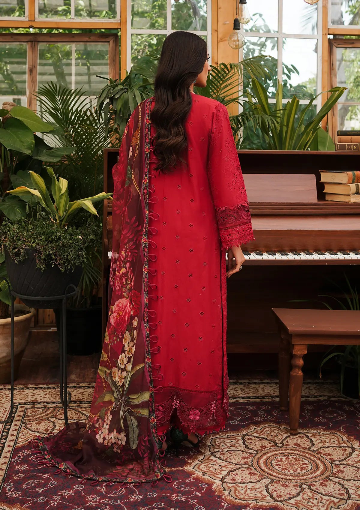 Valentino wearing this beautiful dress from KAHF's "LUXURY LAWN" 2024 Collection.