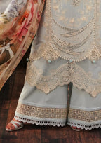 Heaven Closeup image of Embroidered Organza Front Daman Border.
