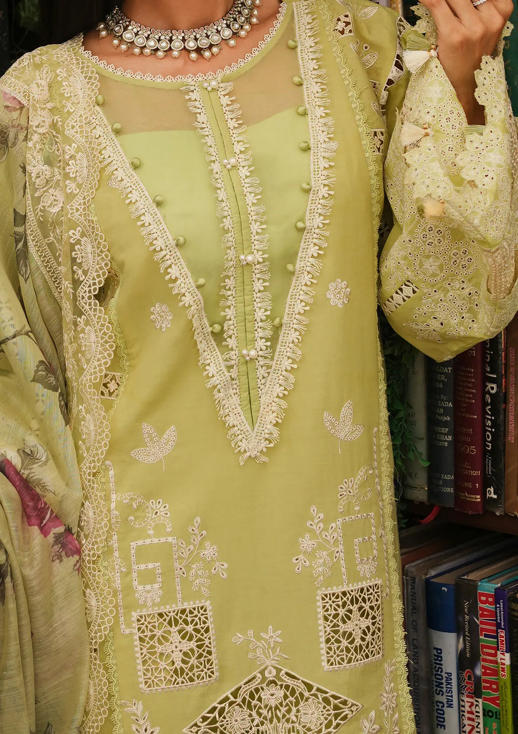 Ambrosia, CLOSEUP IMAGE OF Embroidered Organza Front Large Motif.